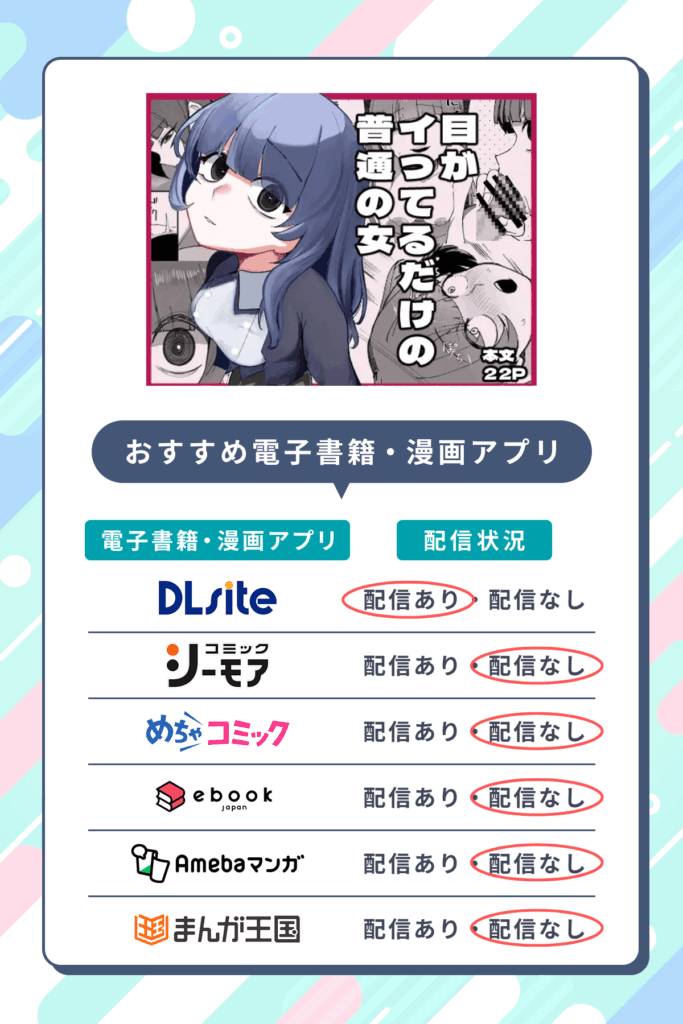 目がイってるだけの普通の女を無料配信しているおすすめ電子書籍・マンガアプリ